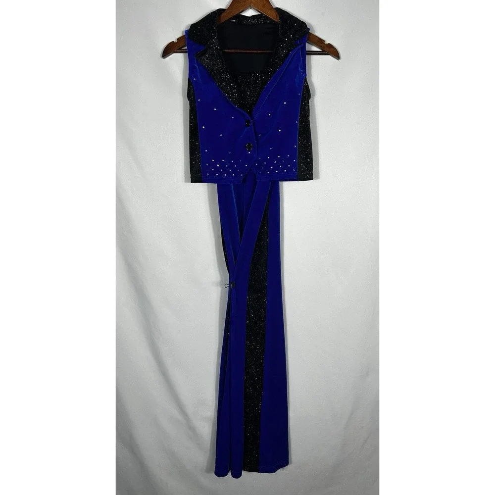 Weissman Showtime Die With A Smile 18232 Dance Costume Blue  Velvet Pantsuit MC